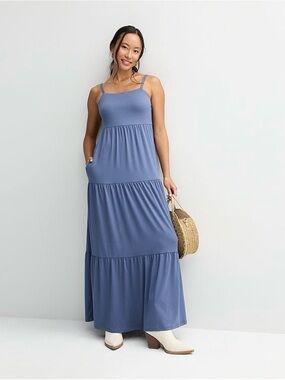 SO Rose Tiered Maxi Dress with Spaghetti Straps